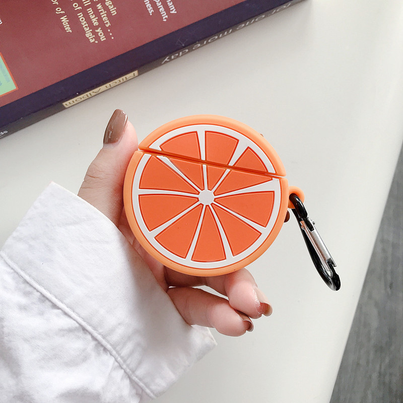 Cute Design Cartoon Silicone Cover Skin for Airpod (1 / 2) Charging Case (Orange)